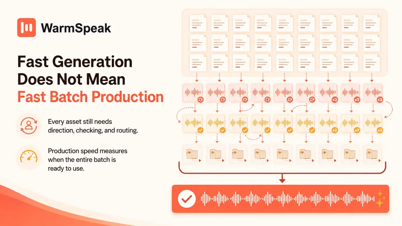 WarmSpeak explains why fast generation does not equal fast batch production