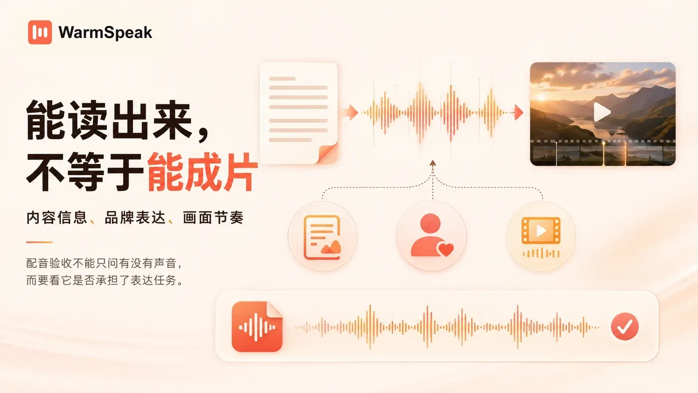 WarmSpeak 说明单条声音生成很快但批量内容仍会卡在反复操作与交付