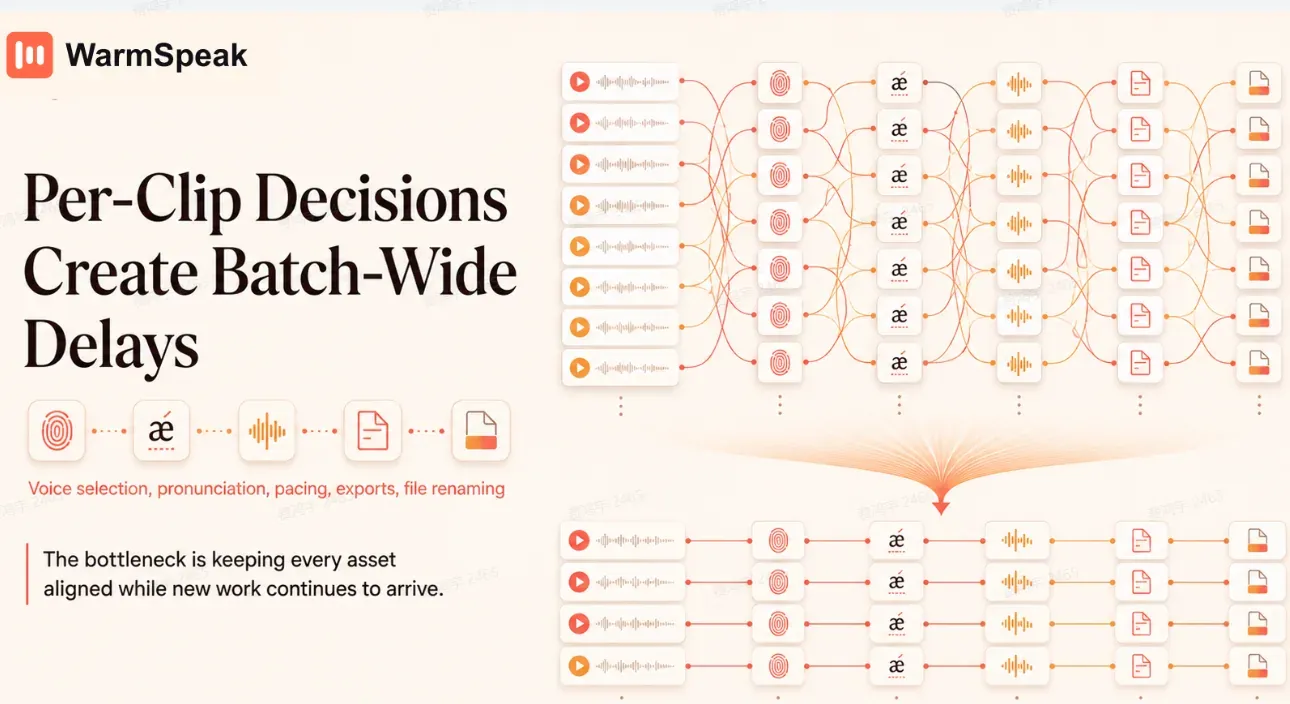 WarmSpeak shows how per-clip voiceover decisions create delays across a production batch